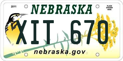 NE license plate XIT670