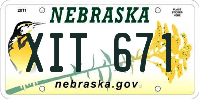 NE license plate XIT671