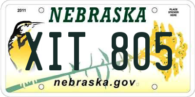 NE license plate XIT805