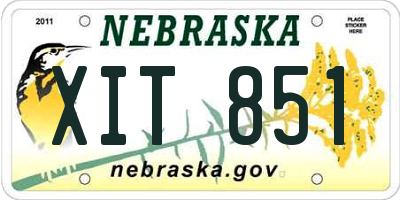 NE license plate XIT851