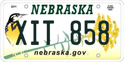 NE license plate XIT858