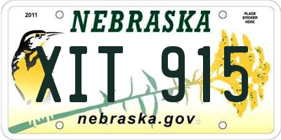 NE license plate XIT915
