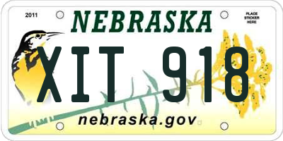 NE license plate XIT918