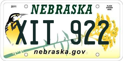 NE license plate XIT922