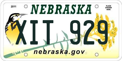 NE license plate XIT929