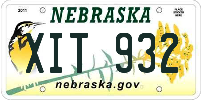 NE license plate XIT932