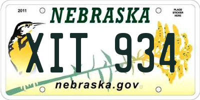 NE license plate XIT934