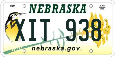 NE license plate XIT938