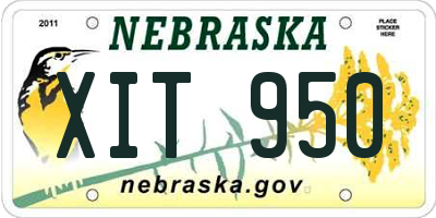 NE license plate XIT950
