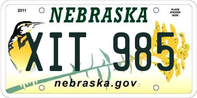 NE license plate XIT985