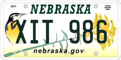 NE license plate XIT986