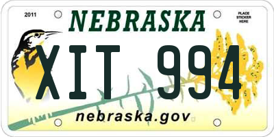 NE license plate XIT994