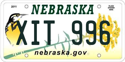 NE license plate XIT996