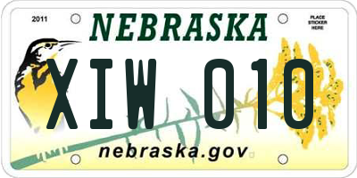 NE license plate XIW010