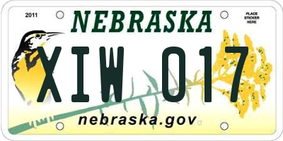 NE license plate XIW017