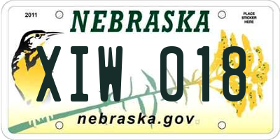 NE license plate XIW018