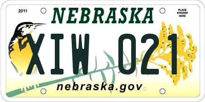 NE license plate XIW021