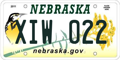 NE license plate XIW022