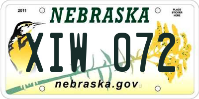 NE license plate XIW072