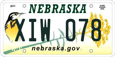 NE license plate XIW078