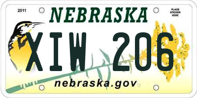 NE license plate XIW206