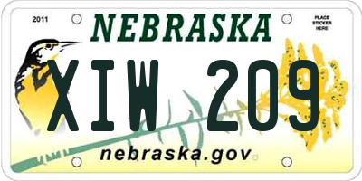 NE license plate XIW209