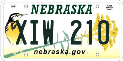NE license plate XIW210
