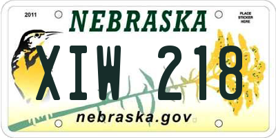 NE license plate XIW218