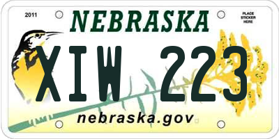 NE license plate XIW223