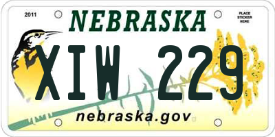 NE license plate XIW229