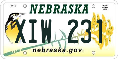 NE license plate XIW231