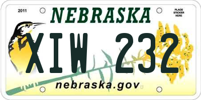 NE license plate XIW232