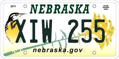 NE license plate XIW255