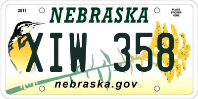 NE license plate XIW358
