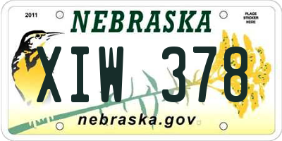 NE license plate XIW378