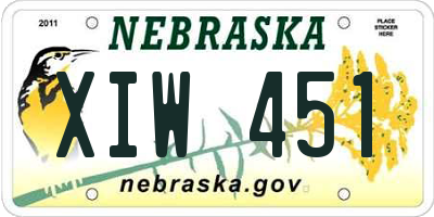 NE license plate XIW451