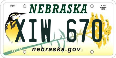NE license plate XIW670