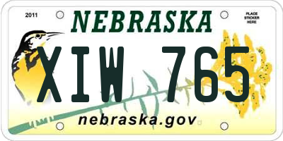 NE license plate XIW765