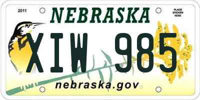 NE license plate XIW985