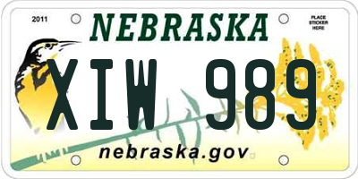 NE license plate XIW989