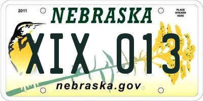 NE license plate XIX013
