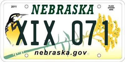 NE license plate XIX071