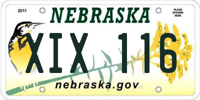 NE license plate XIX116
