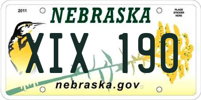 NE license plate XIX190