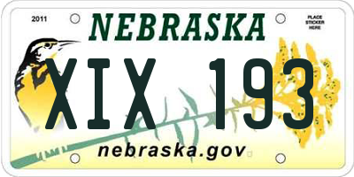 NE license plate XIX193