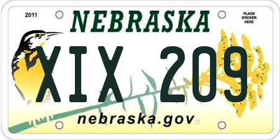 NE license plate XIX209