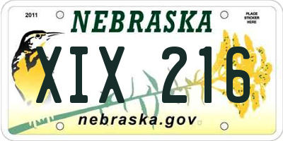 NE license plate XIX216