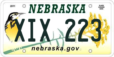 NE license plate XIX223