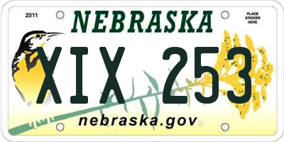 NE license plate XIX253