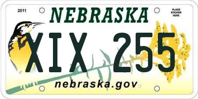 NE license plate XIX255
